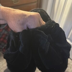 Black Faux Fur Slippers